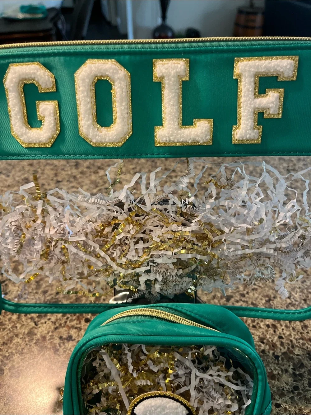 Green 'GOLF' Clear Pouch Set